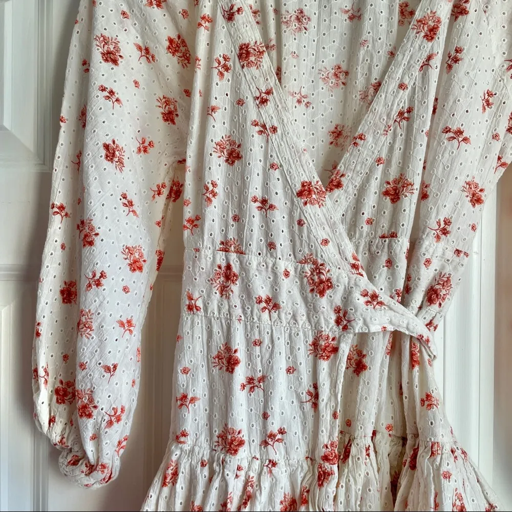 Maia Bergman Ines Eyelet Wrap Floral Dress White Size XS - Image 7