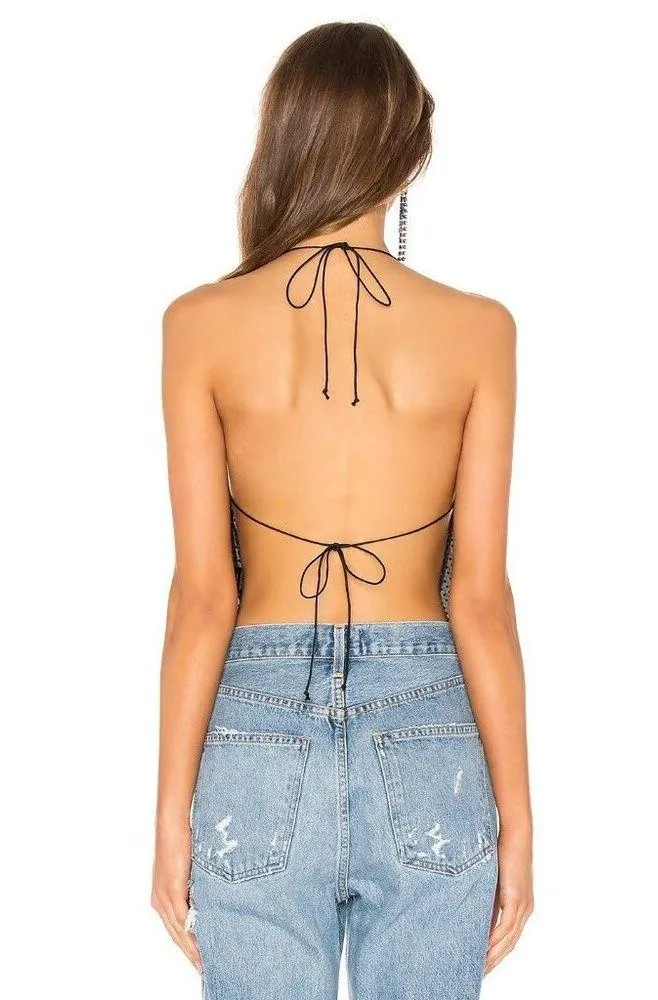 For Love & Lemons After Dark Halter Top Black Womens One Size - Image 4