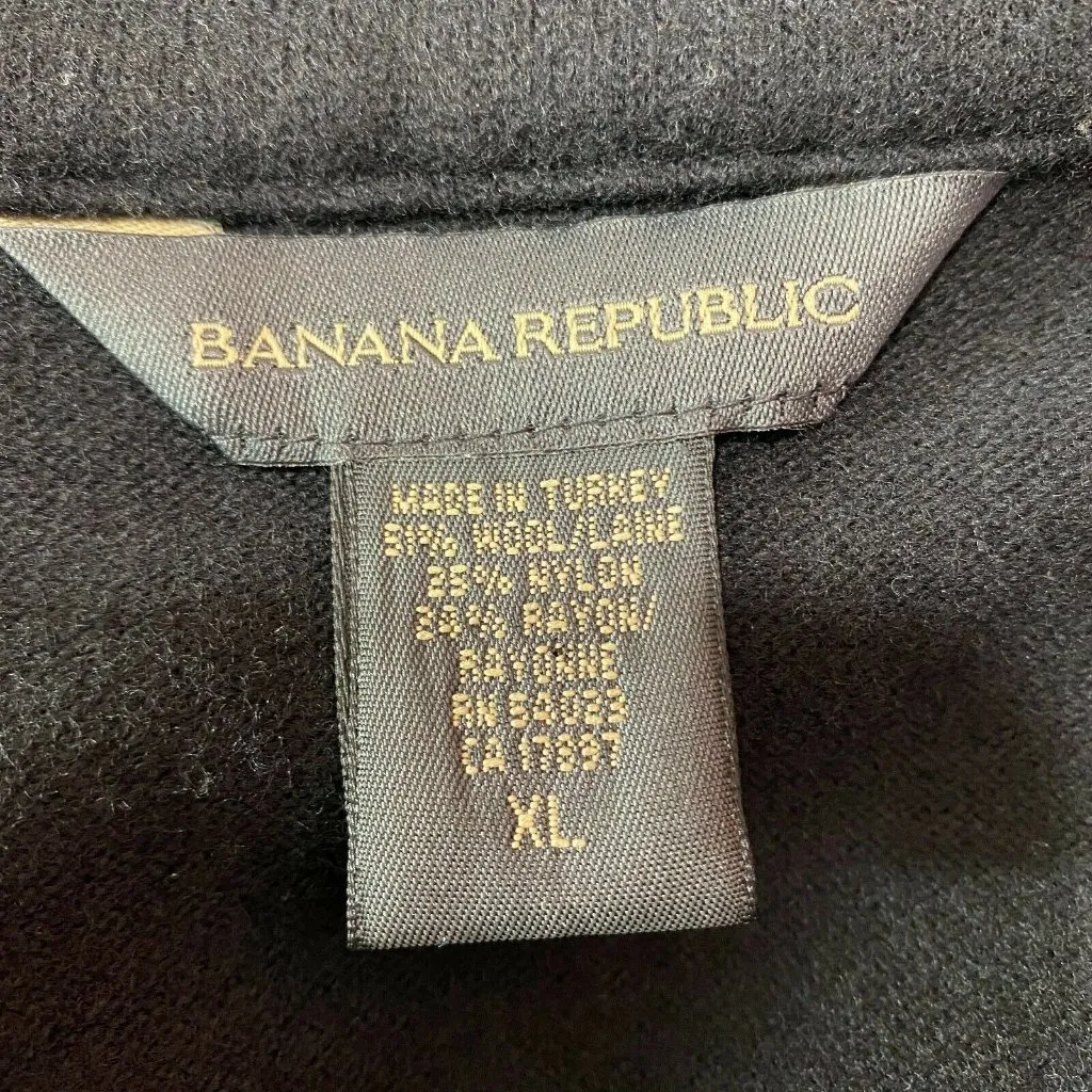 Banana Republic Jacket XL‎ Black Wool Blend Lightweight Full Zip Stretch - Image 9