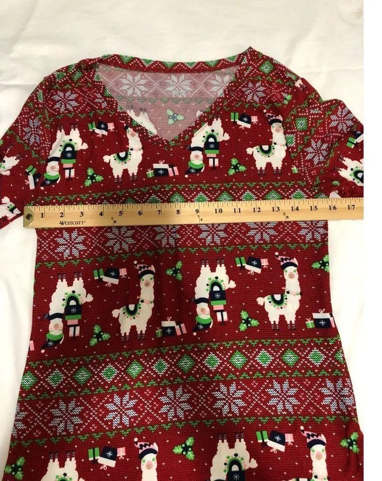 Christmas Llamas Knit Top Juniors Size L Long Sleeve Soft Stretchy Holiday - Image 5