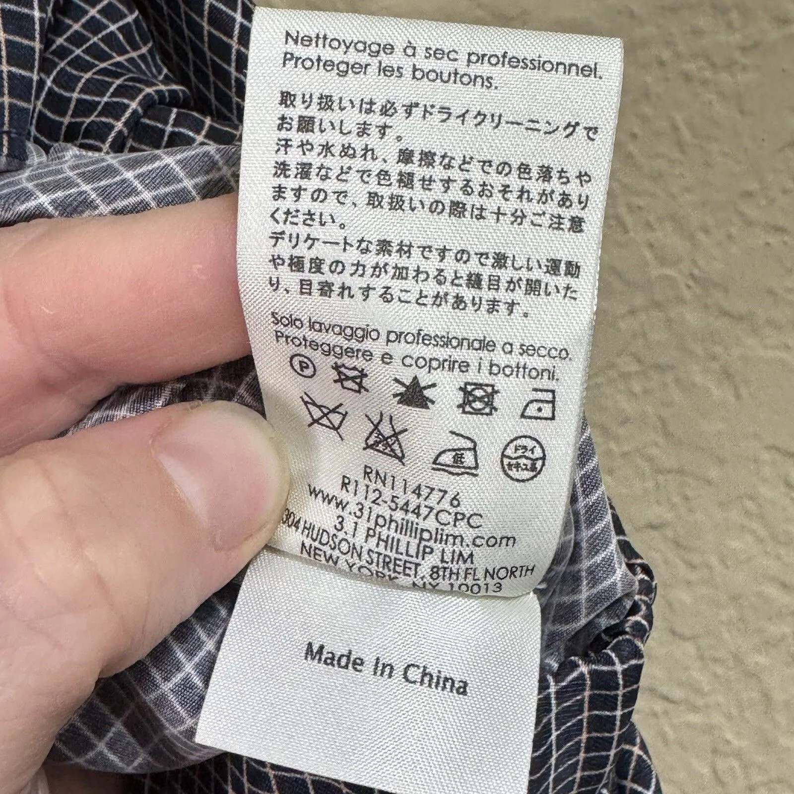 3.1 Phillip Lim Women's Navy Grid Printed Taper Leg Pull On Pants Size 10 Pocket - Image 10