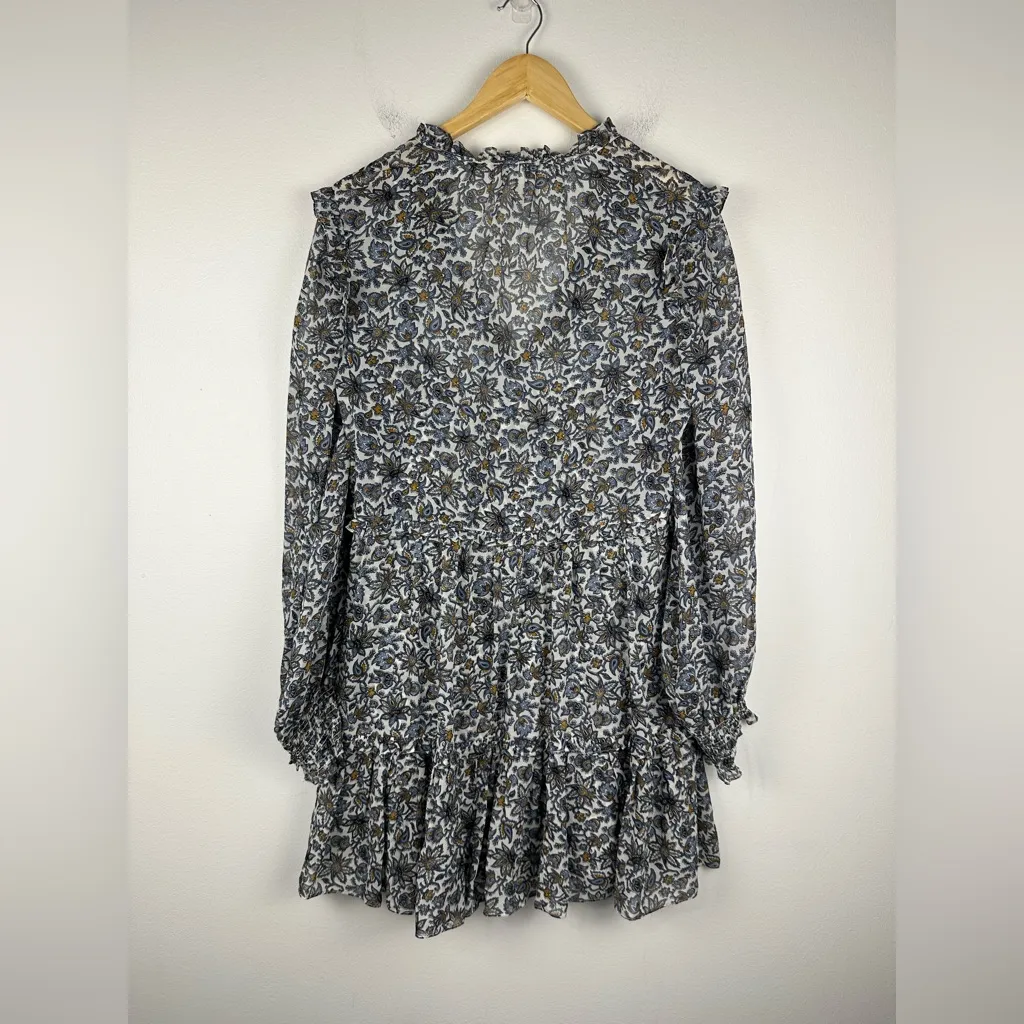 VERONICA BEARD Savile Printed Silk Crepe Floral Ruffle Mini Dress Women’s Sz 8 - Image 10