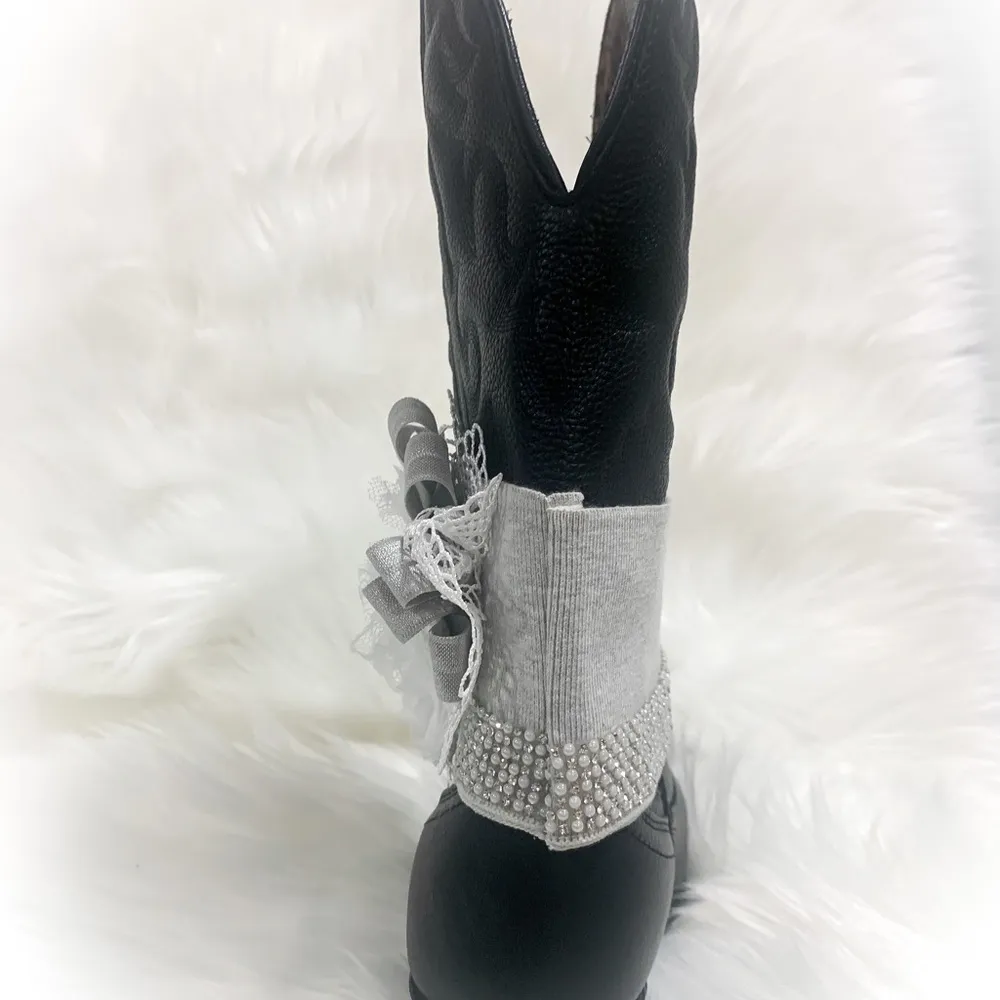 Handmade Removable Women’s Boot Bands/Cuffs Gray - Image 2