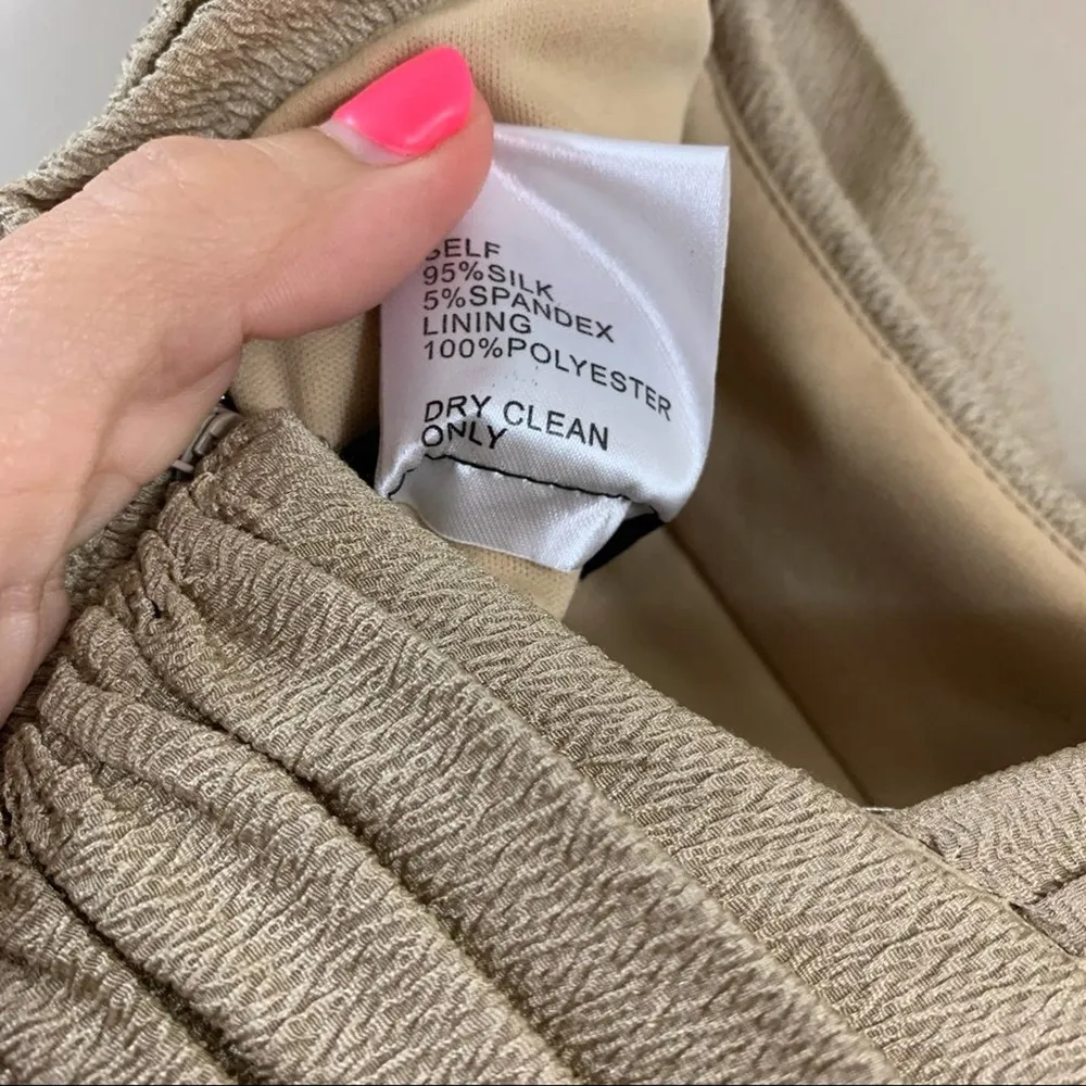 Tadashi Shoji Silk Champagne Pleats Midi Dress - Image 5