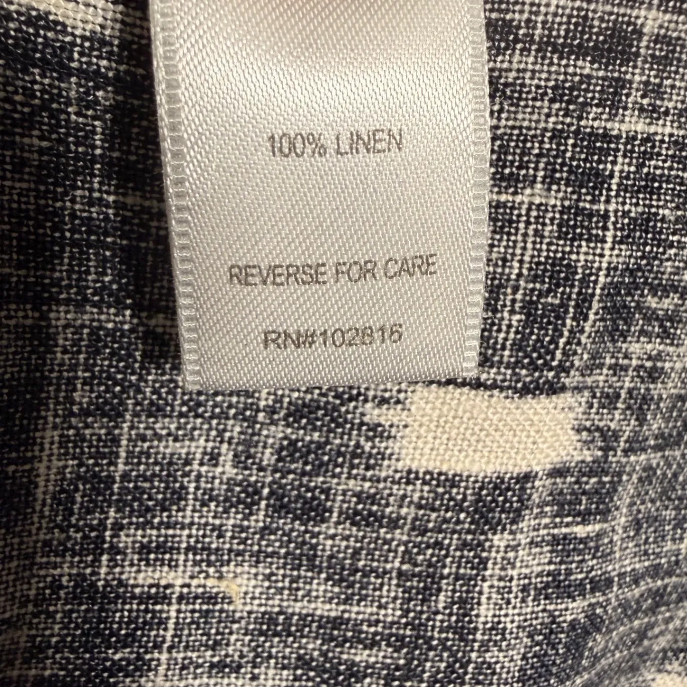 Garnet Hill Navy Blue White Ikat Print Sleeveless Linen Dress Size 10 - Image 4