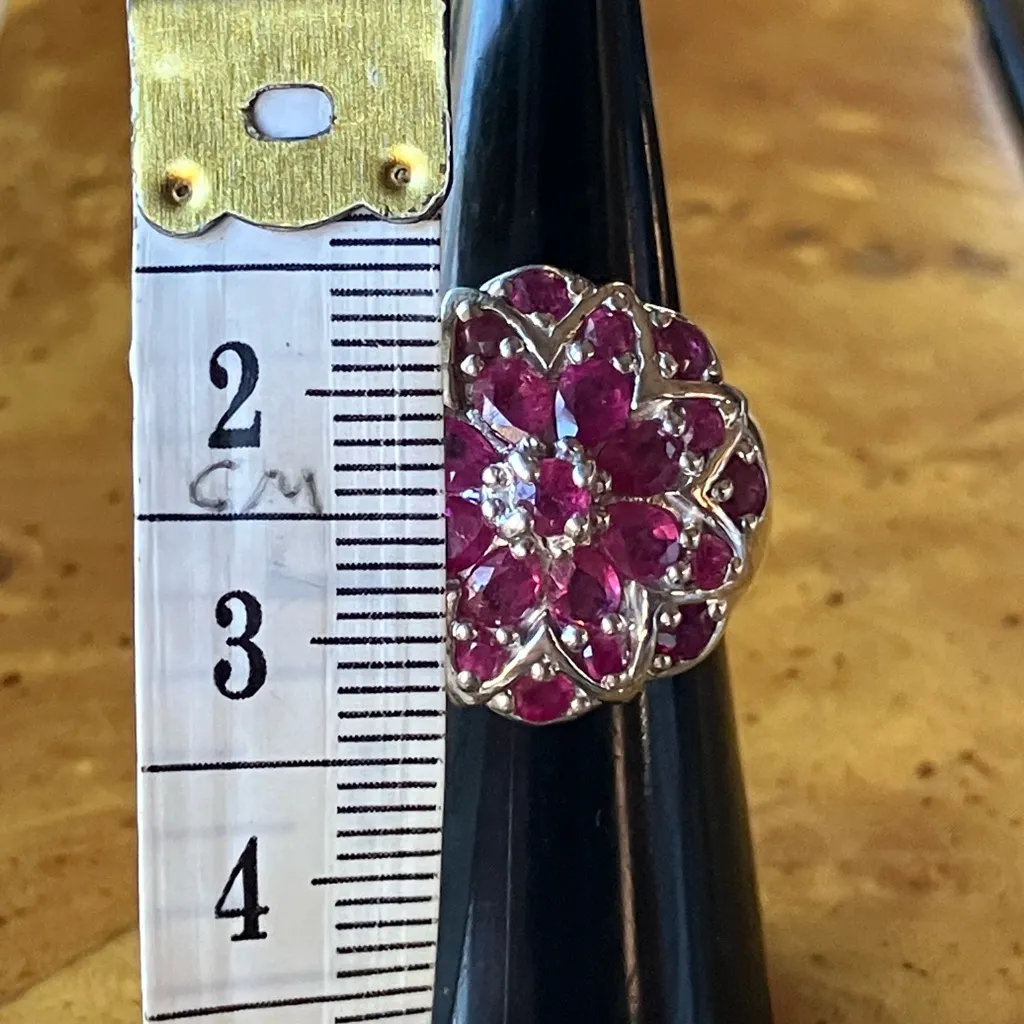 Genuine Ruby Sterling Silver Cocktail Ring Size 6 - Image 8
