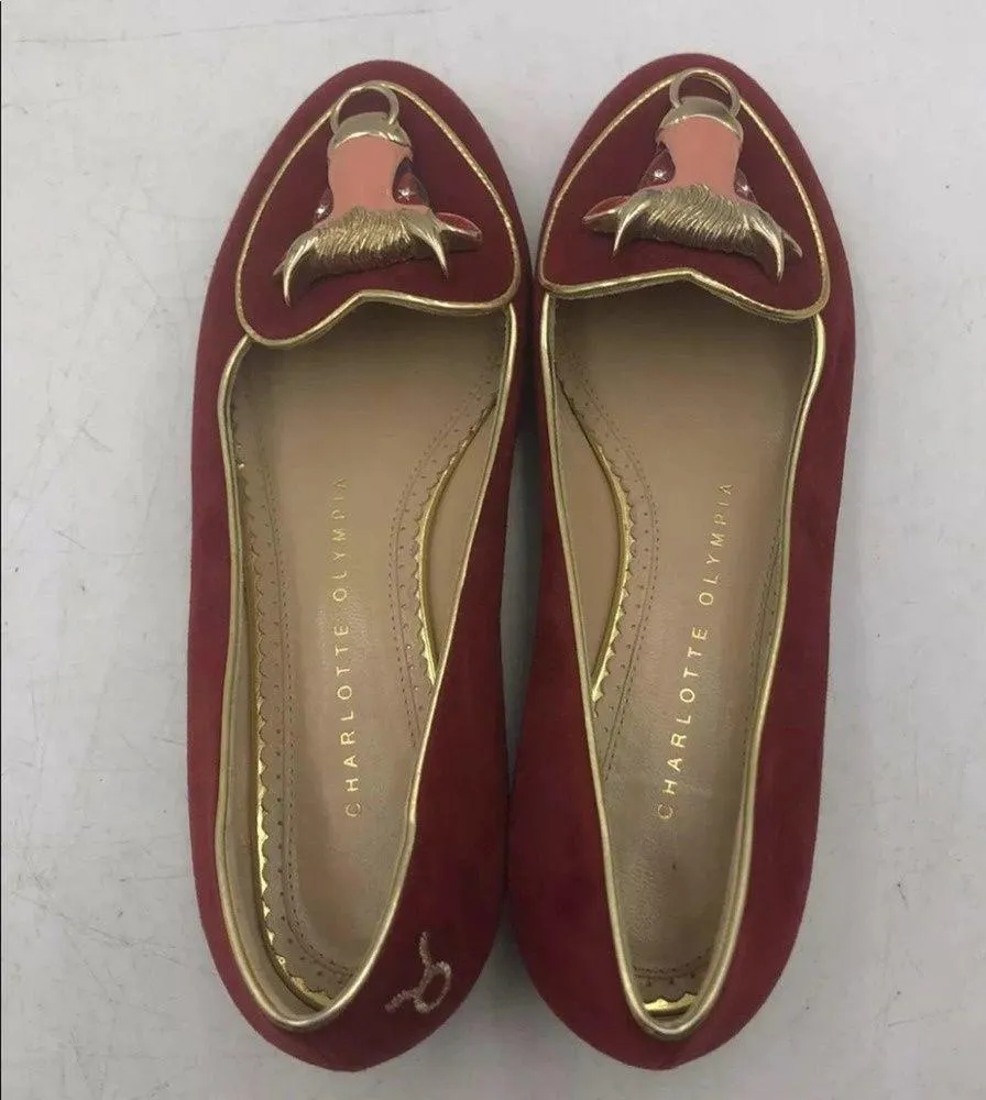 Charlotte Olympia bull flats burgundy red 34 / US 4 authentic - Image 3
