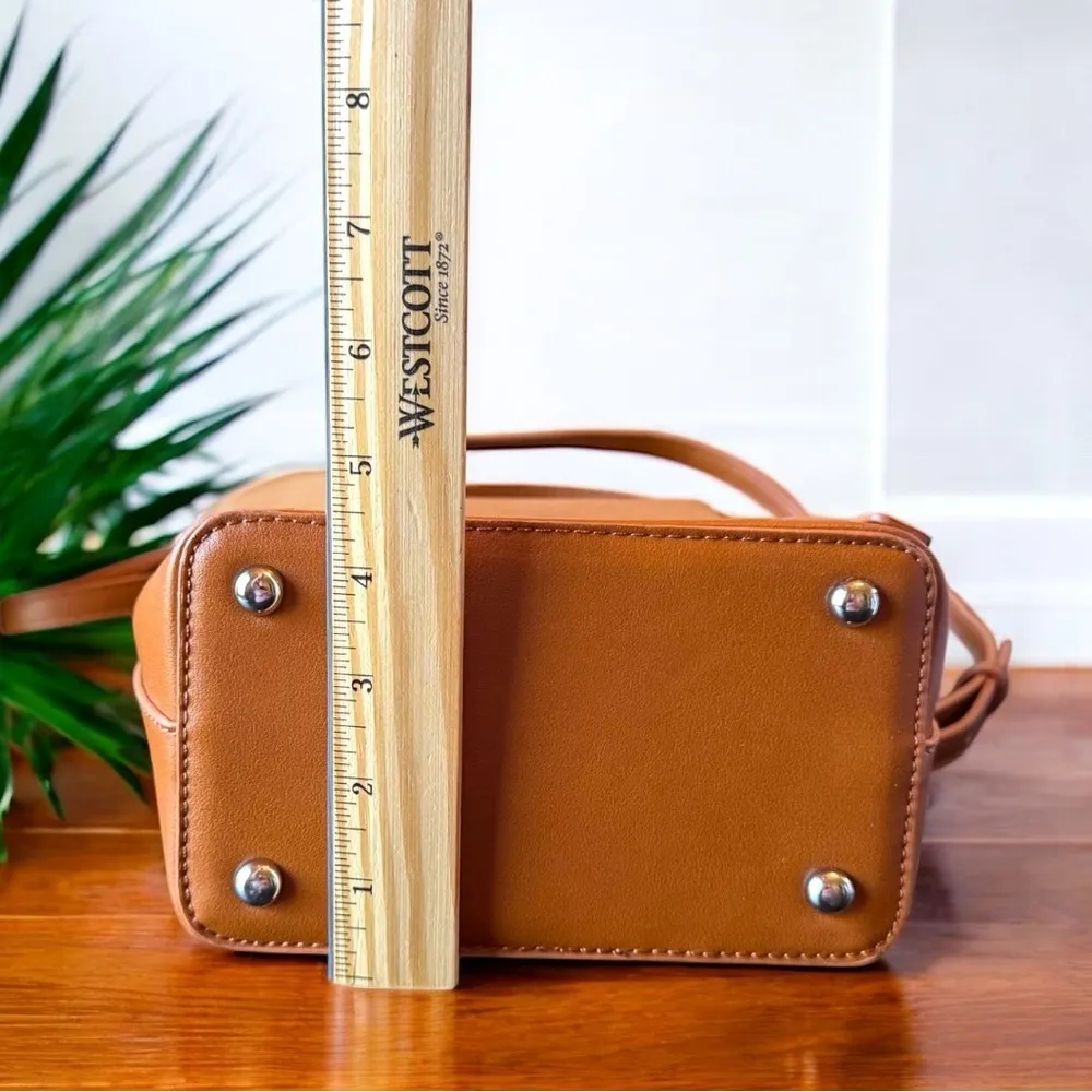 NWT Lulus Convertible Mini Backpack Purse – Tan Brown Faux Leather - Image 15