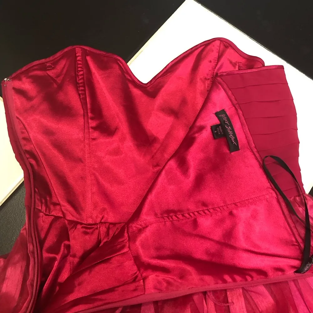 Vintage Y2K  Strapless Tulle Poofy Mini Dress Sweetheart Magenta 8 - Image 10