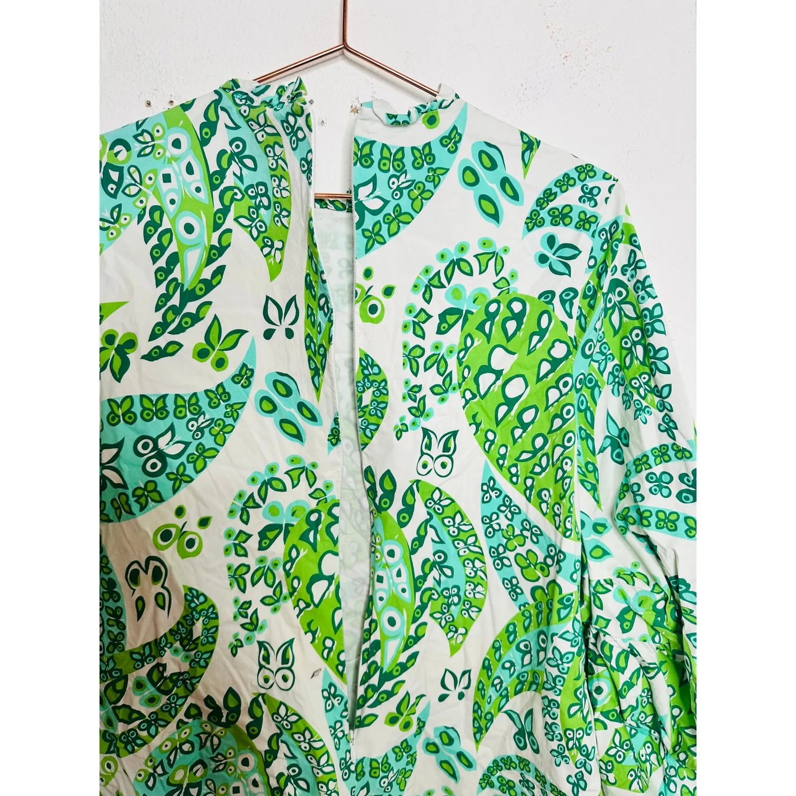 STAUD Green White Paisley Printed Three Quarter Sleeve Caroline Midi Dress sz 12 - Image 8