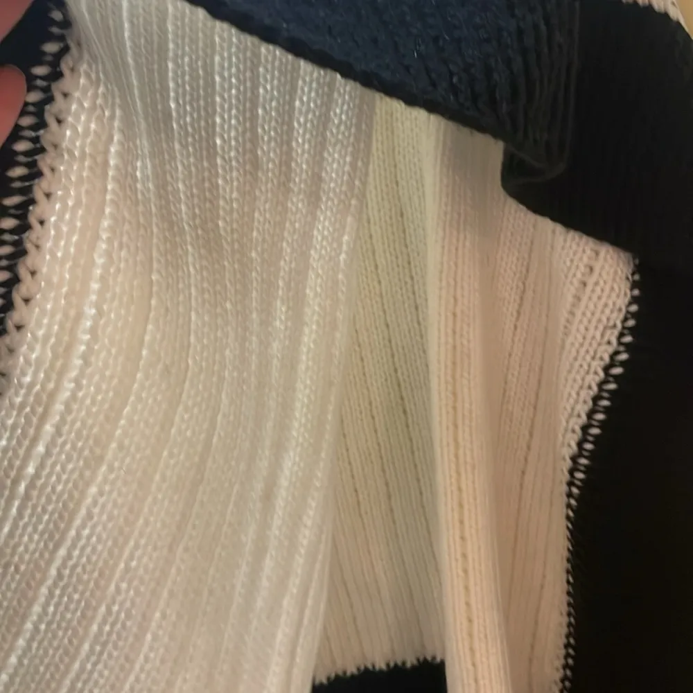 Womens Rebecca Minkoff Colorblock Rib Poncho In Cream/Black - Image 4