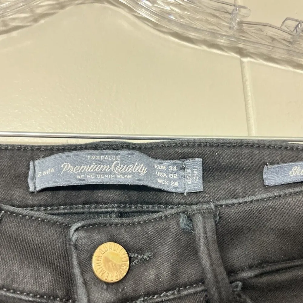 Zara Trafaluc Women's Skinny Jeans Black Denim Stretch Size 02 EUC - Image 5