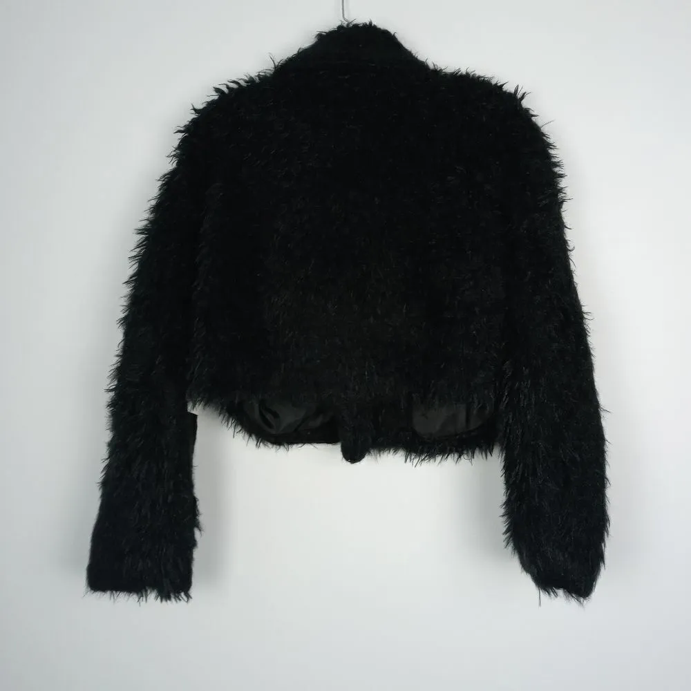 coco + jaimeson faux fur black jacket size medium - Image 4