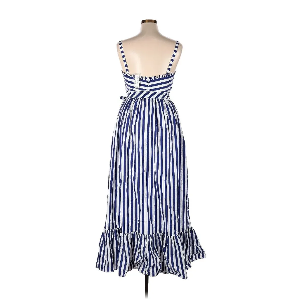 NWT J.Crew Striped Ruffle Maxi in White Deep Orchid Belted Cotton Tank Dress 14 - Image 8