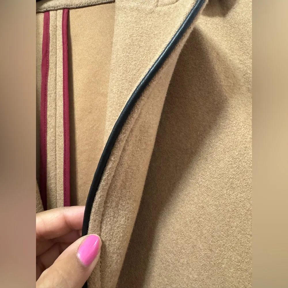 Armani Exchange Camel Wool Long Double Breasted Vest with leather trim XS/Small - Image 8