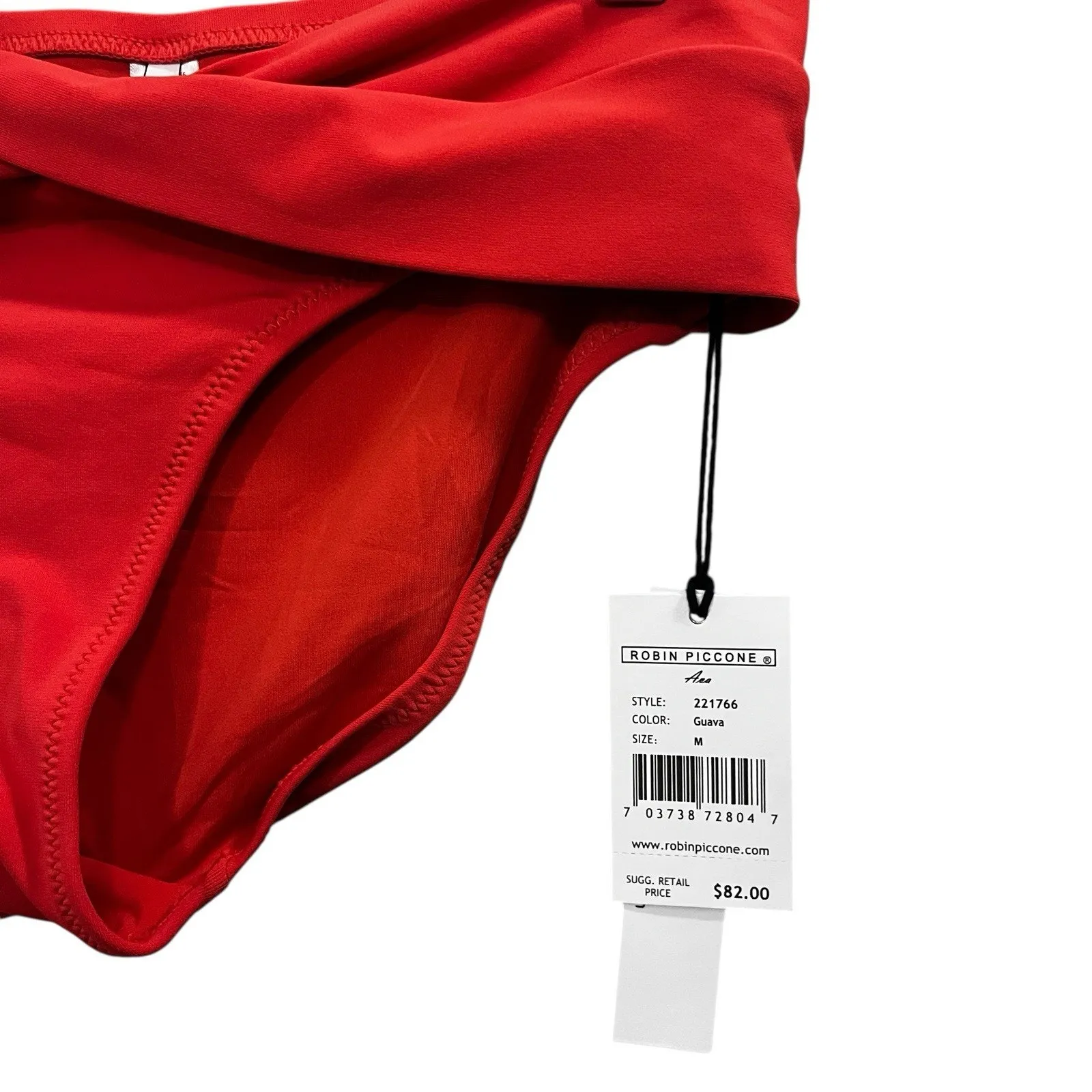 Robin Piccone Women's Ava Twist Bikini Bottom Red Size Medium Moderate Coverage - Image 3