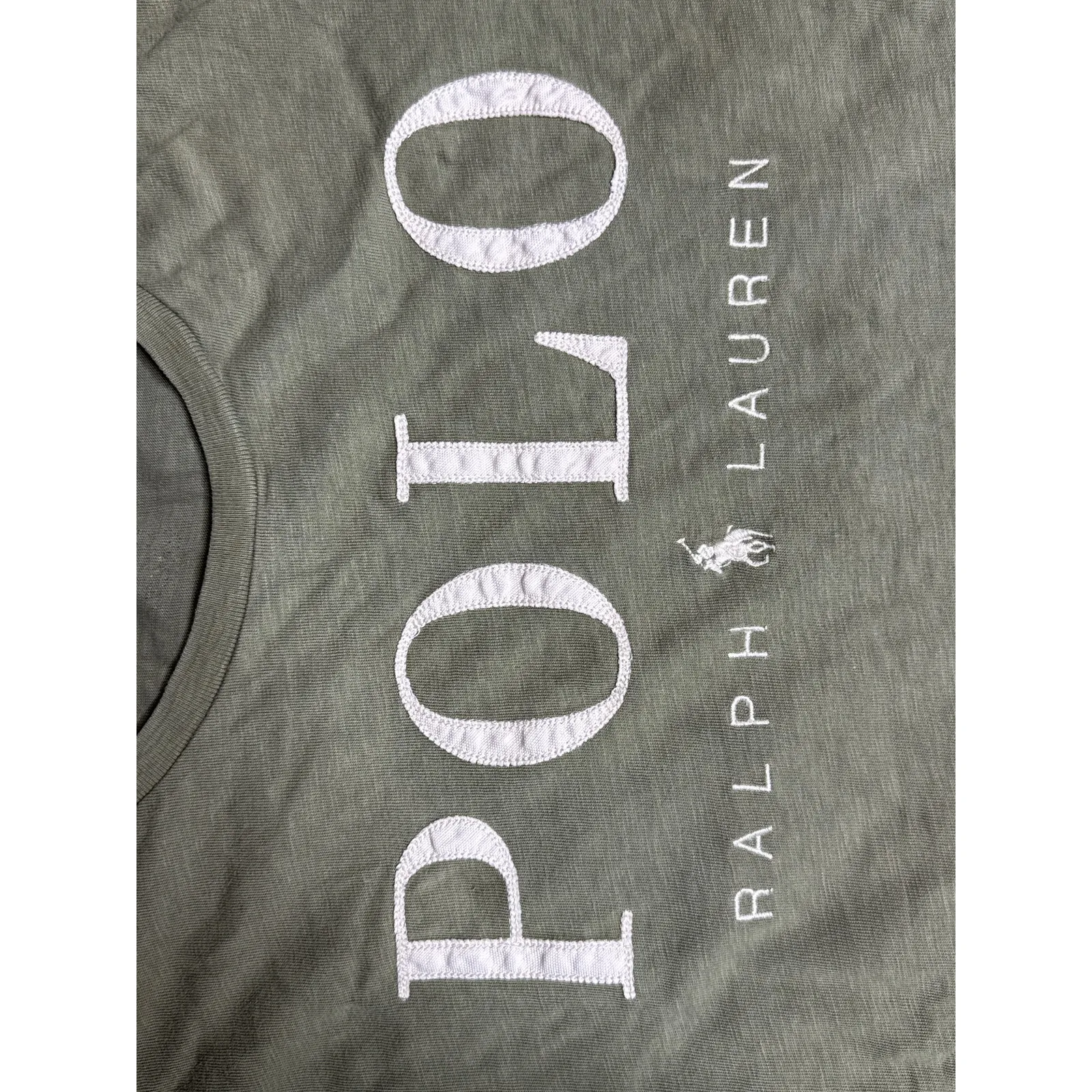 Polo Ralph Lauren Women’s T-Shirt Gray White Logo Single-Needle Hem Small/Medium - Image 4