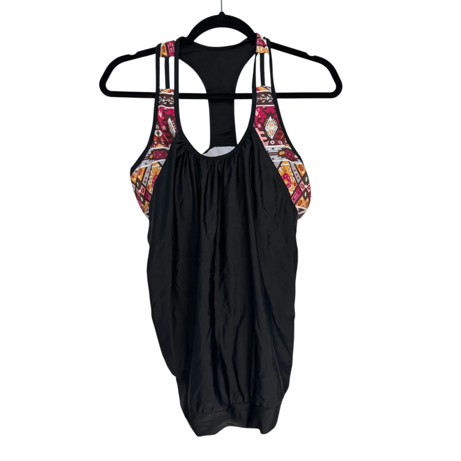 YONIQUE Black Tribal Print Tankini Swimsuit Shorts Set Women's Size L Size L - Image 8