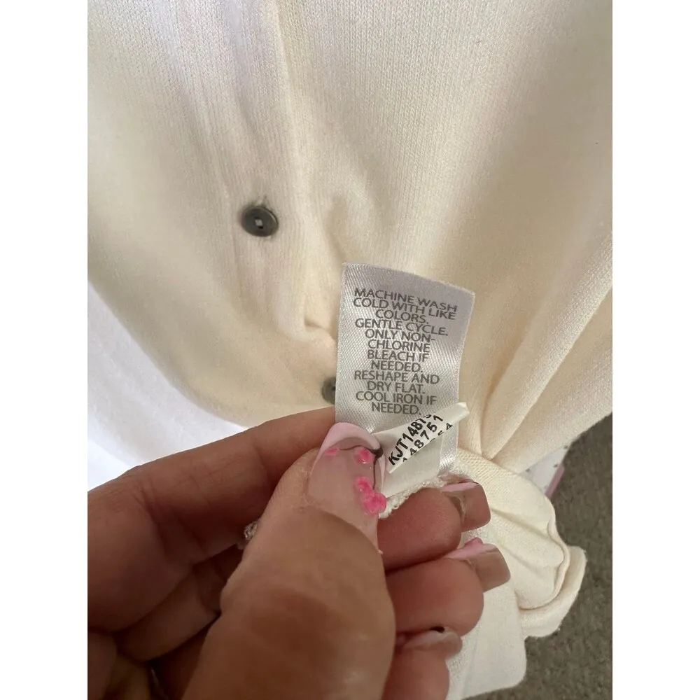 J. Jill Wearever Collection Ivory Quarter Sleeve Classic Button Down Cardigan M White Size M - Image 7