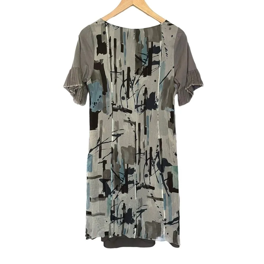 Giorgio Armani Collezioni Silk Chiffon Abstract Print Shift Dress Made in Italy - Image 2
