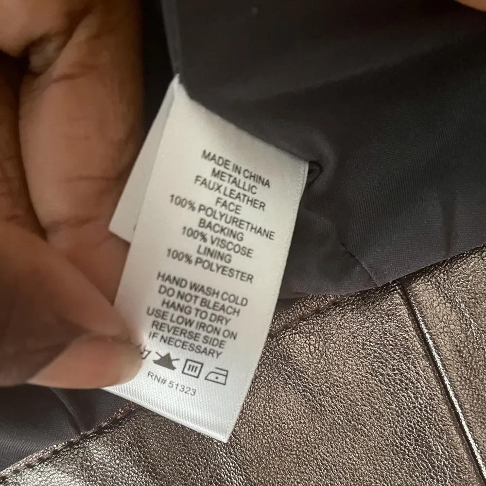 State Metallic Faux Leather Jacket. Cropped Glam Size Small Party Night Out - Image 7