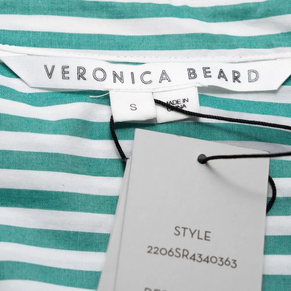 Veronica Beard Claude Striped Asymmetric Button Front Top - Image 4