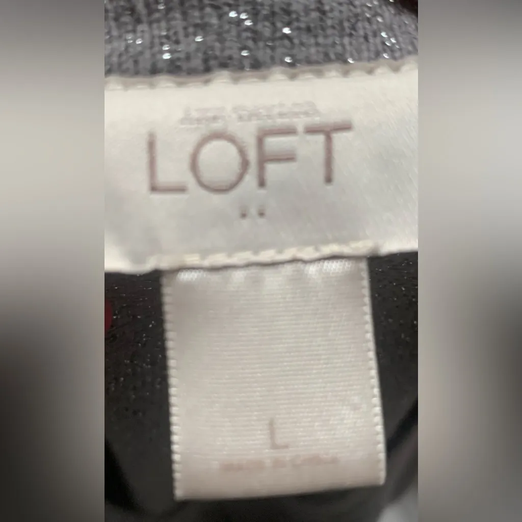 Loft Outlet Silver Metallic Cardigan Sweater Size Large - Image 6