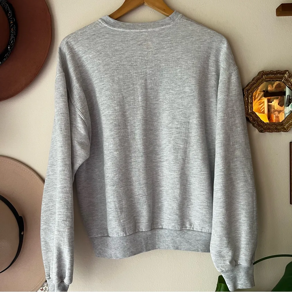 VINTAGE quilted heart patchwork Crewneck Sweatshirt Grannycore cottagecore Gray Size M - Image 4