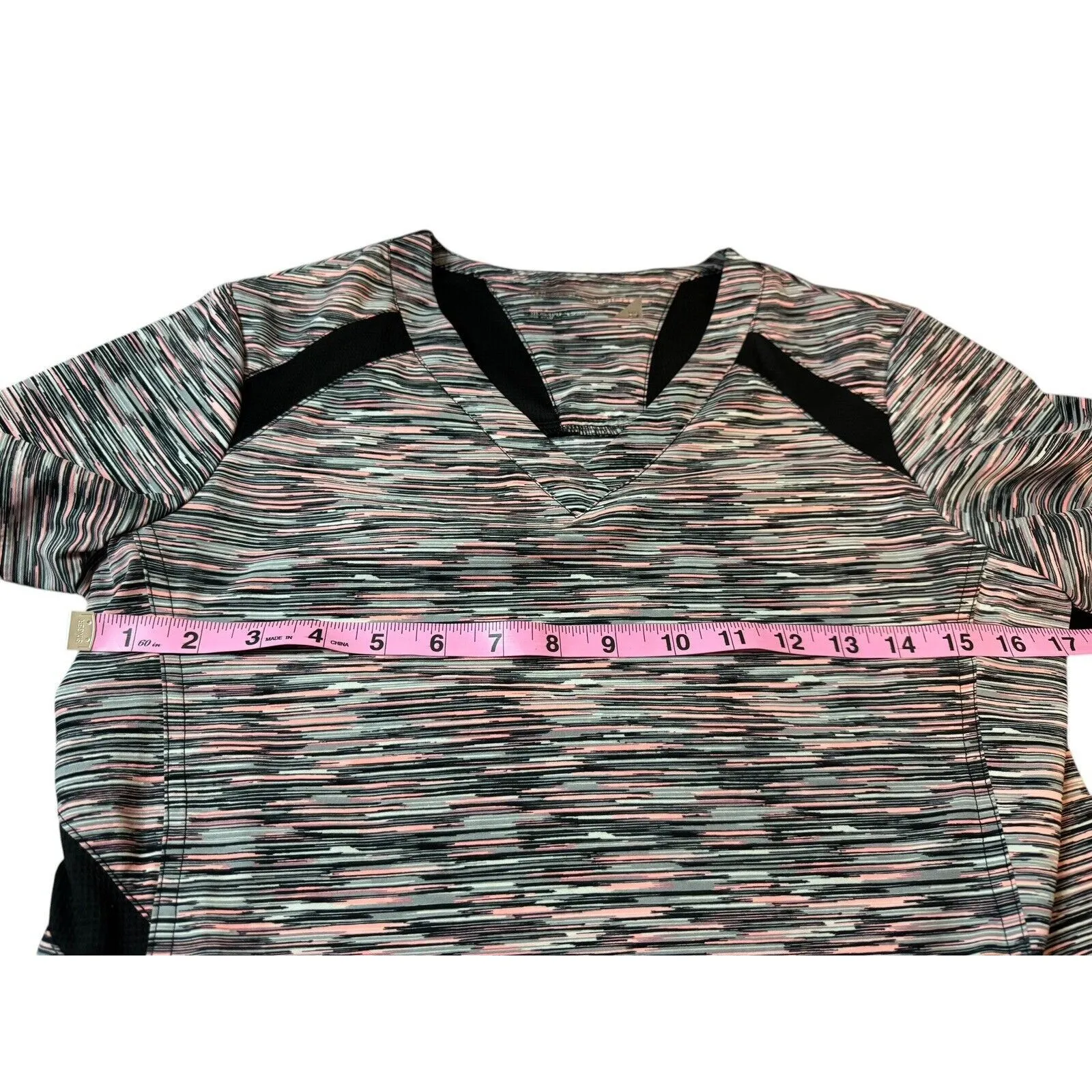 White Cross Fit Scrub Top Womens Size XS Gray Stripe V - Image 7