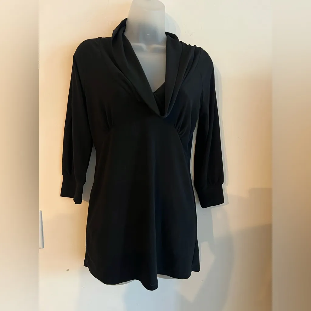BCBGMAXAZRIA Black Draped Cowl Neck Tunic Top Size S - Image 5