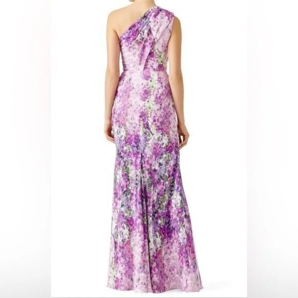 BADGLEY MISCHKA One-Shoulder Purple Orchid Gown, Size 4 Retail $990 - Image 3