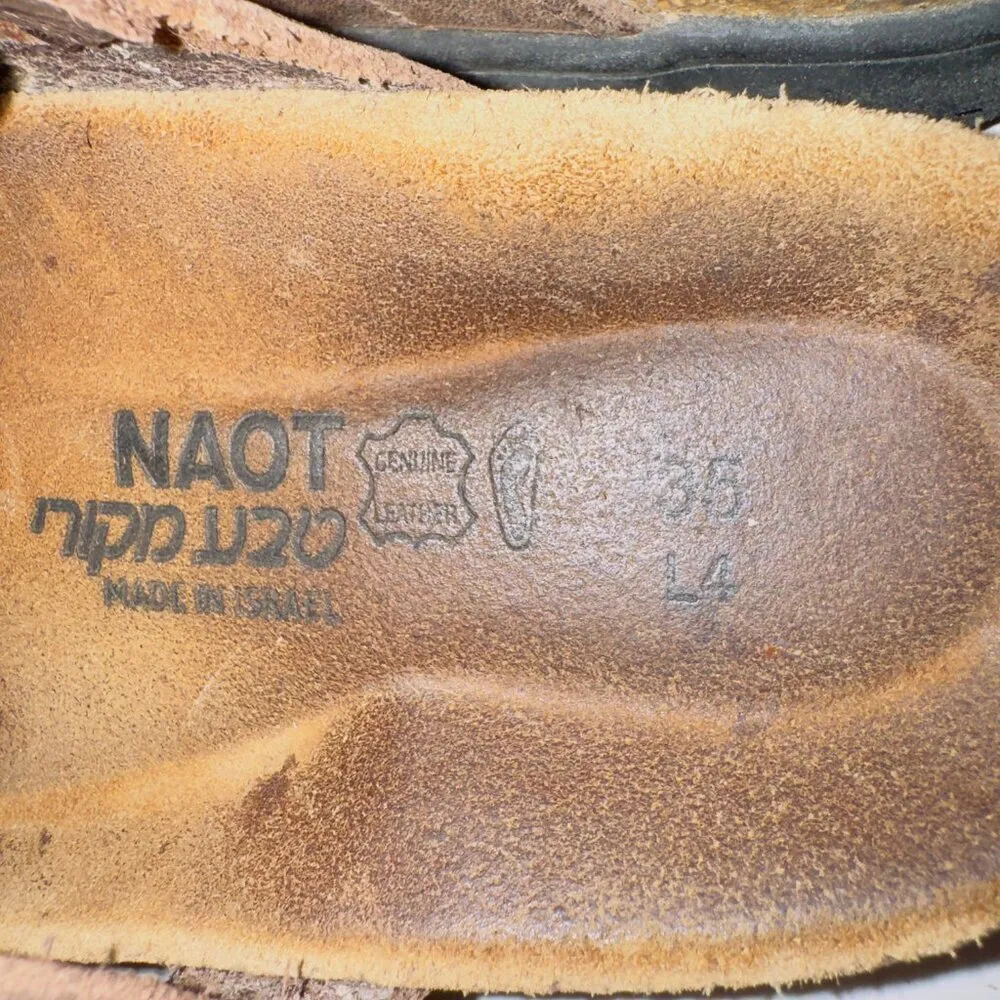 Naot Women's Brown Leather Strappy Toe Loop Slip On Slide Sandals size EUR 35 - Image 5