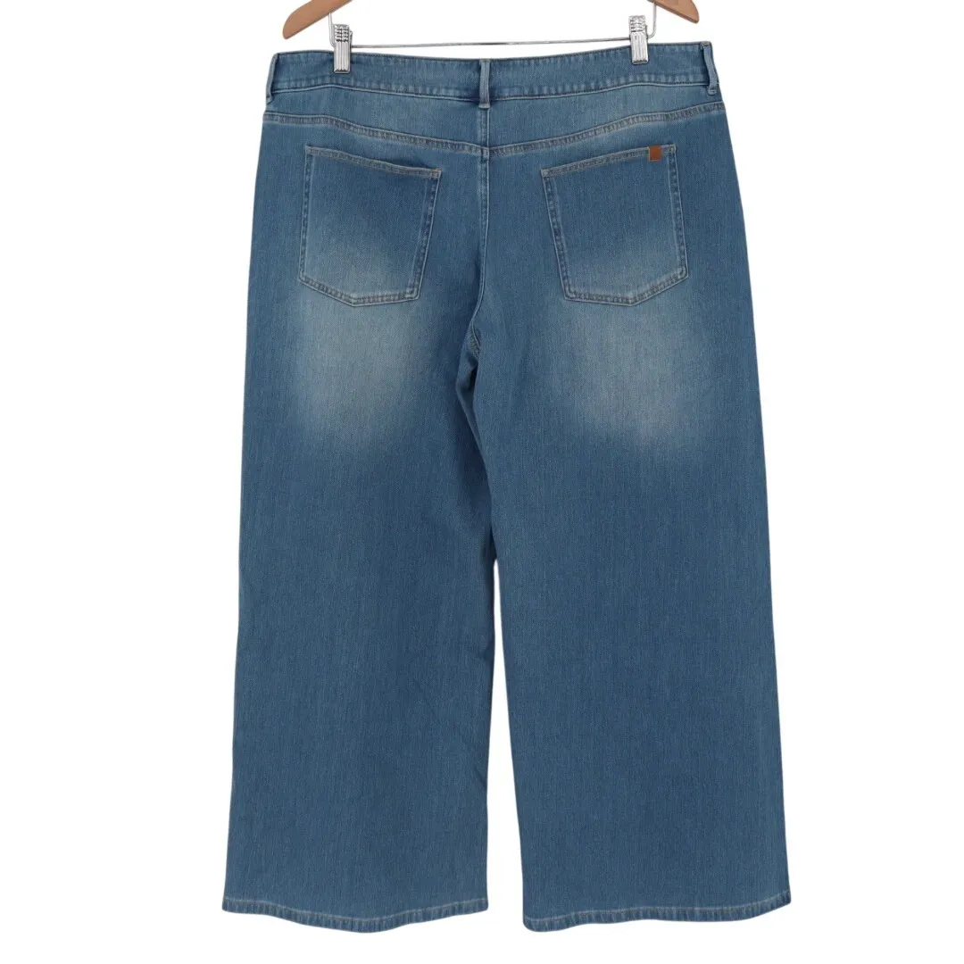 Halara Flex Denim Wide Leg Cropped Pants Petite XL Blue Athleisure Comfort - Image 10
