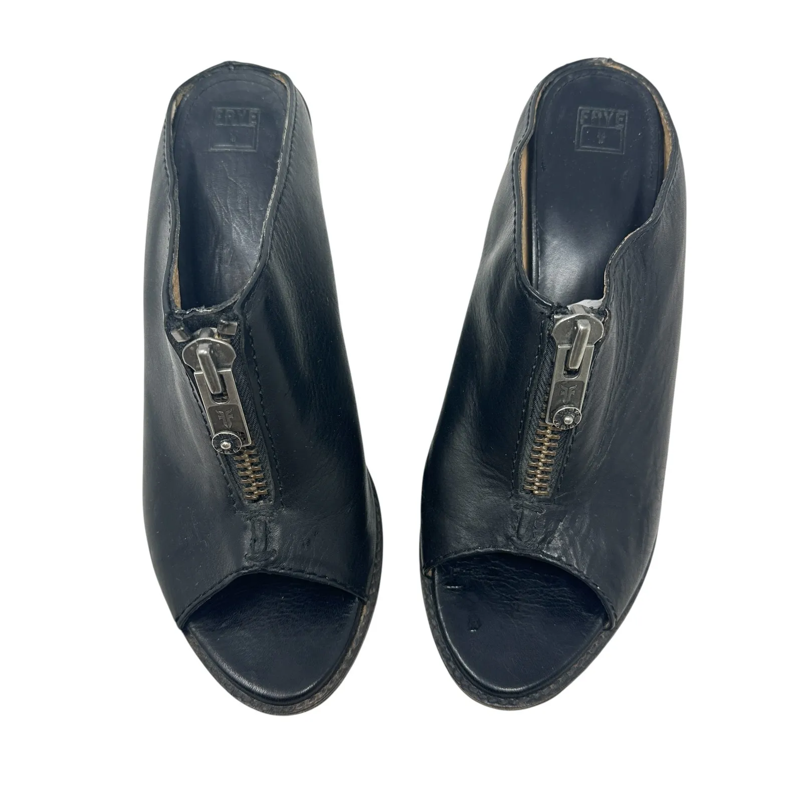 Frye Izzy Zip Moto Mule‎ Heels Leather Open Toe Black Size US 9.5 - Image 5