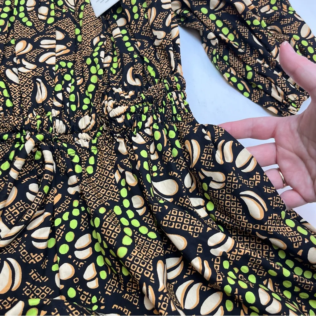 A.L.C. Maya Printed Mini Puffed-Sleeve Dress Womens Size 10 Brown Pockets NEW‎ - Image 12