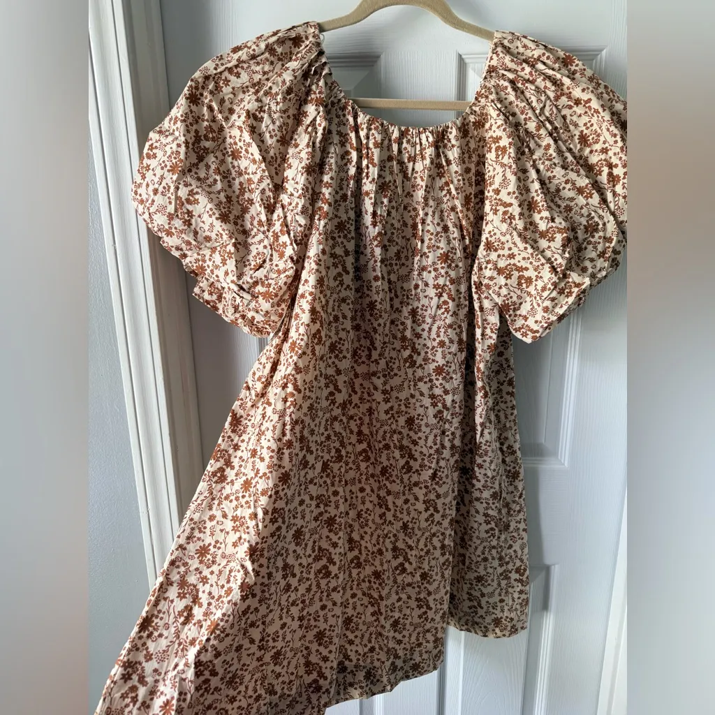 Umgee  Rust Floral Puff Sleeve Mini Dress - NWT XL - Image 6