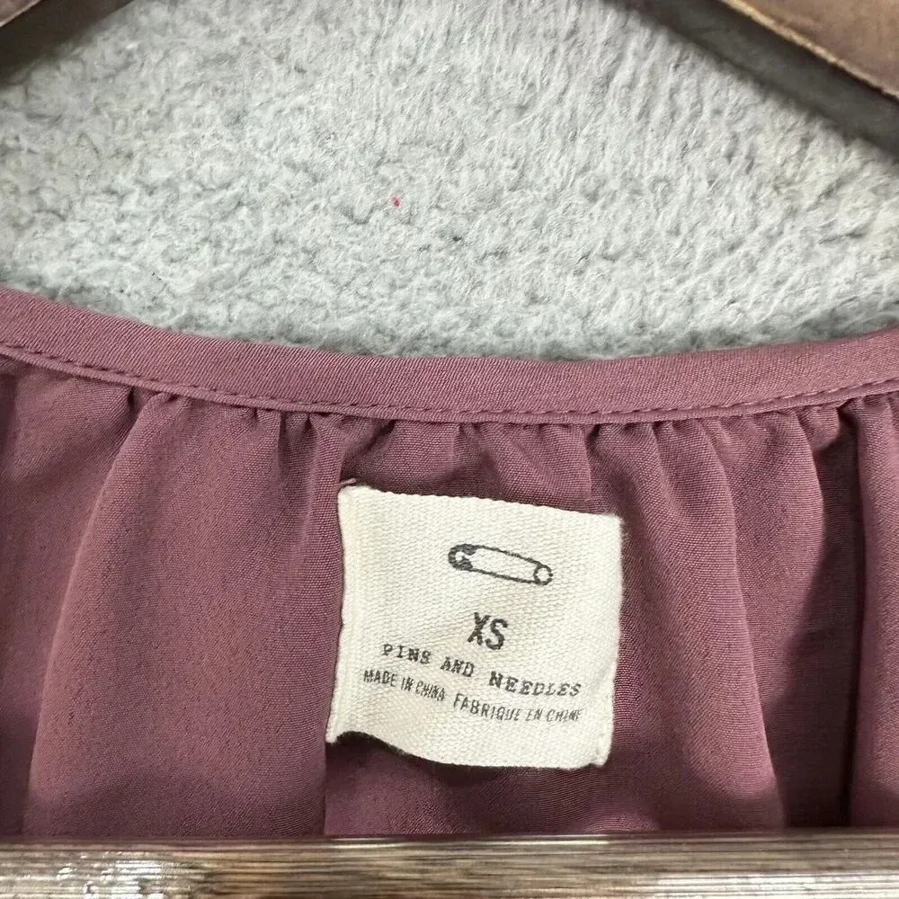 Pins & Needles Anthropologie Jacket Womens XS Pink Floral‎ Lace Zip Dainty Boho - Image 2