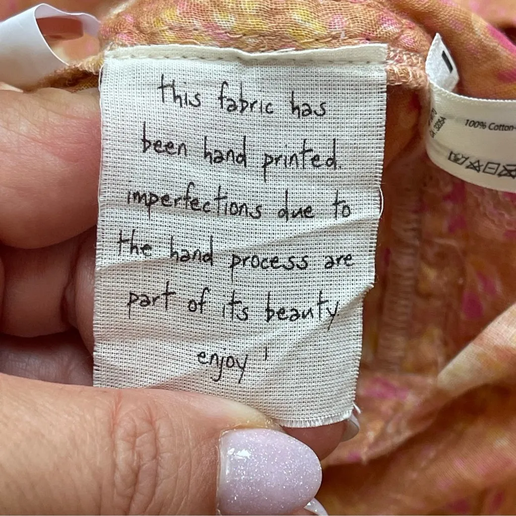 Free People FP One Sammi Shorts Romper 100% Cotton Floral print Orange boho Sz M - Image 12