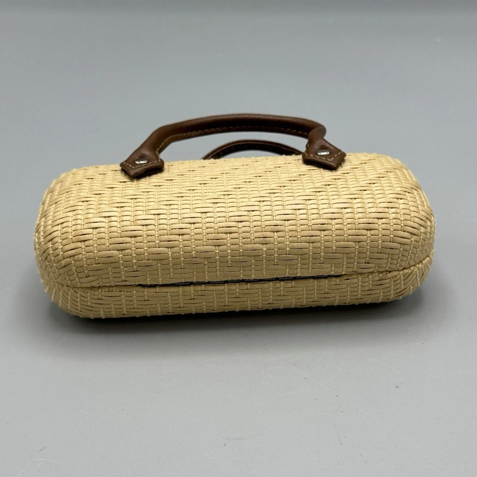 Tan Woven Sunglass Eye Glass Carrying Case with Handles Cottage Core Retro Chic Size 0 - Image 10