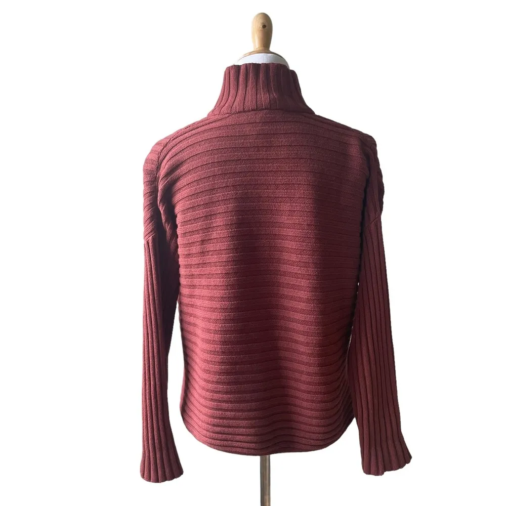 Bryn Walker Copper Brown Ribbed Zip Sweater Small - Image 99