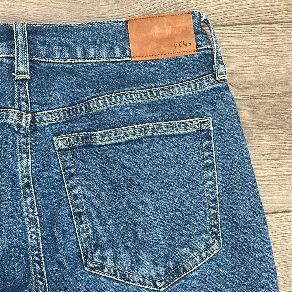 J. Crew 90’s Classic Straight High Rise Full Length Crop Stretch Blue Jeans Size - Image 5