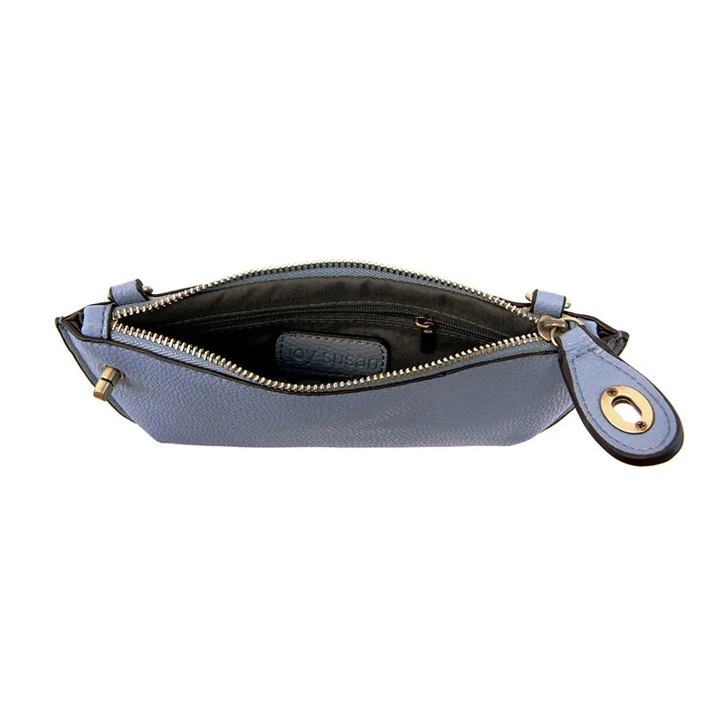 Joy Susan Leather Wristlet Crossbody Bag – Slate Blue / Gray – Removable Straps - Image 3