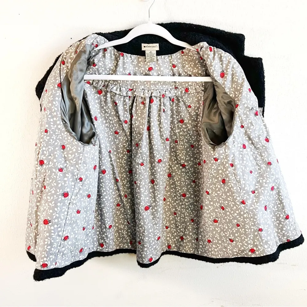 Anthropologie Elevenses Jacket Black Stand Alone Nubby Wool Puff Sleeve Sz 8 EUC - Image 5