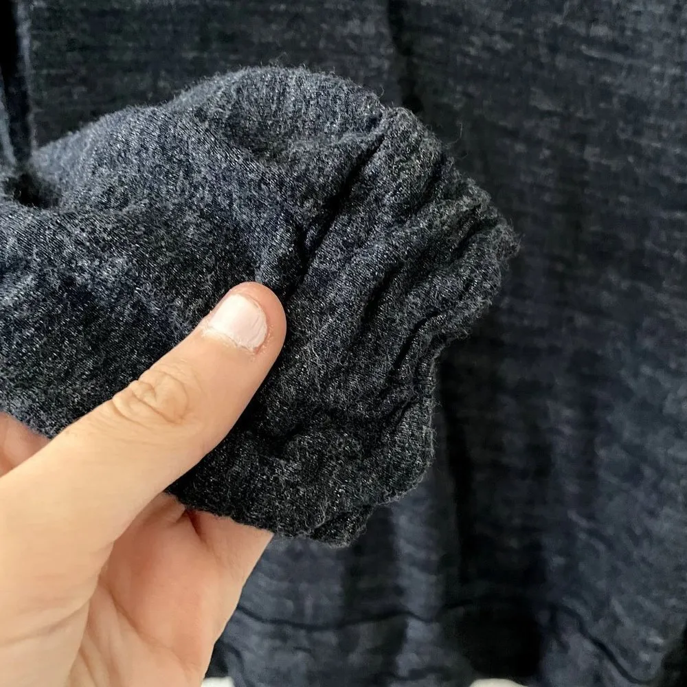 Madewell navy blue dark long sleeved top cropped v-neck shirt soft comfortable - Image 4