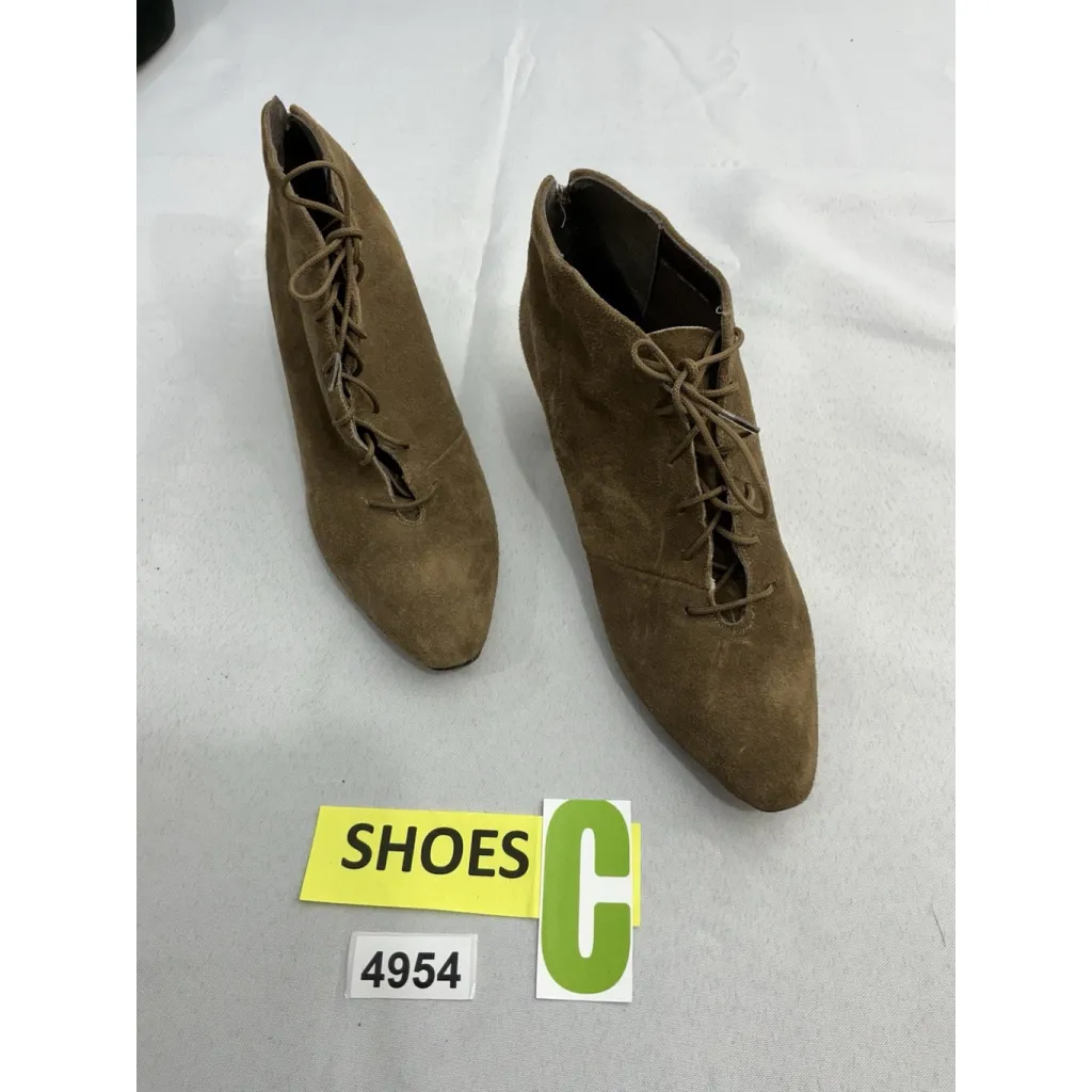 Womans Auditions Booties 6.5 M Brown Lace Up Heel Pointed Toe - Image 3