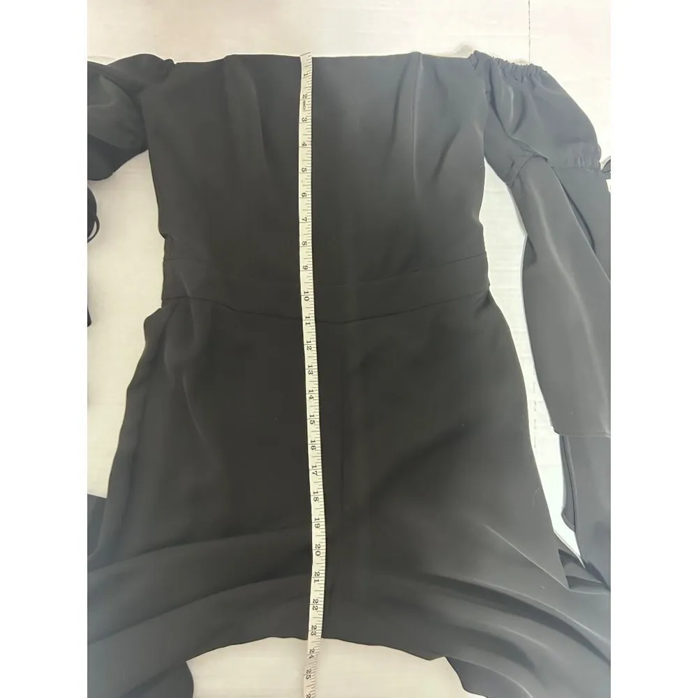 White House Black Market  Black Off The Shoulder Drama Sleeve Jumpsuit 2 H16 - Image 10
