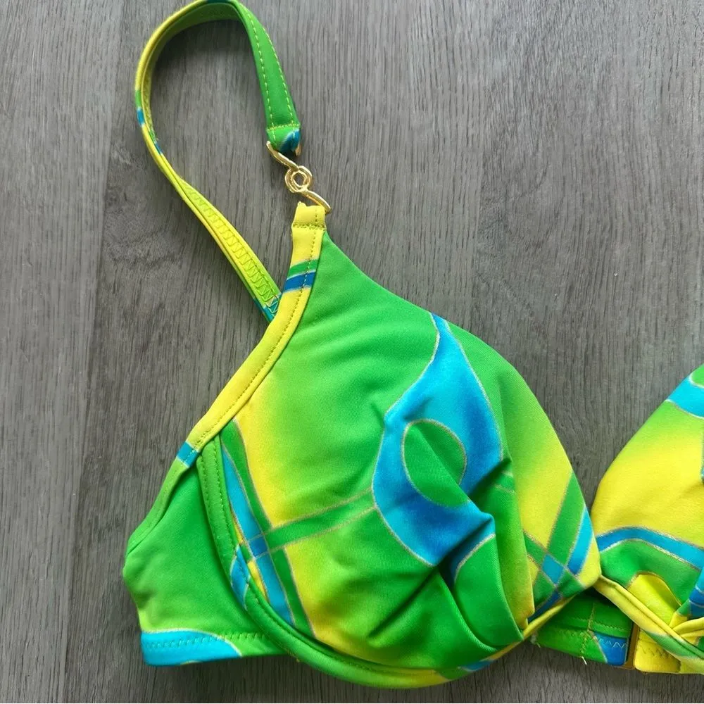 Tara Grinna Swim Designer Bikini Top Padded Size 36 Women’s Green Underwire Size M - Image 3