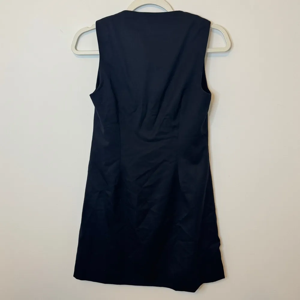 FRAME Denim Button Front Wool Blend Shift Dress Size XS Black Mini Sleeveless - Image 8