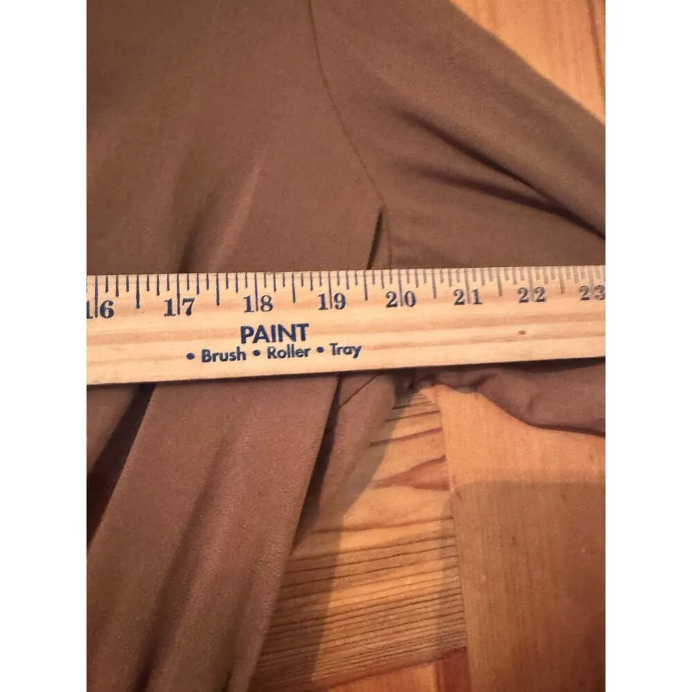 Lichi 40's inspired modest long sleeve midi dress attached neck tie/bow L Brown Size L - Image 7