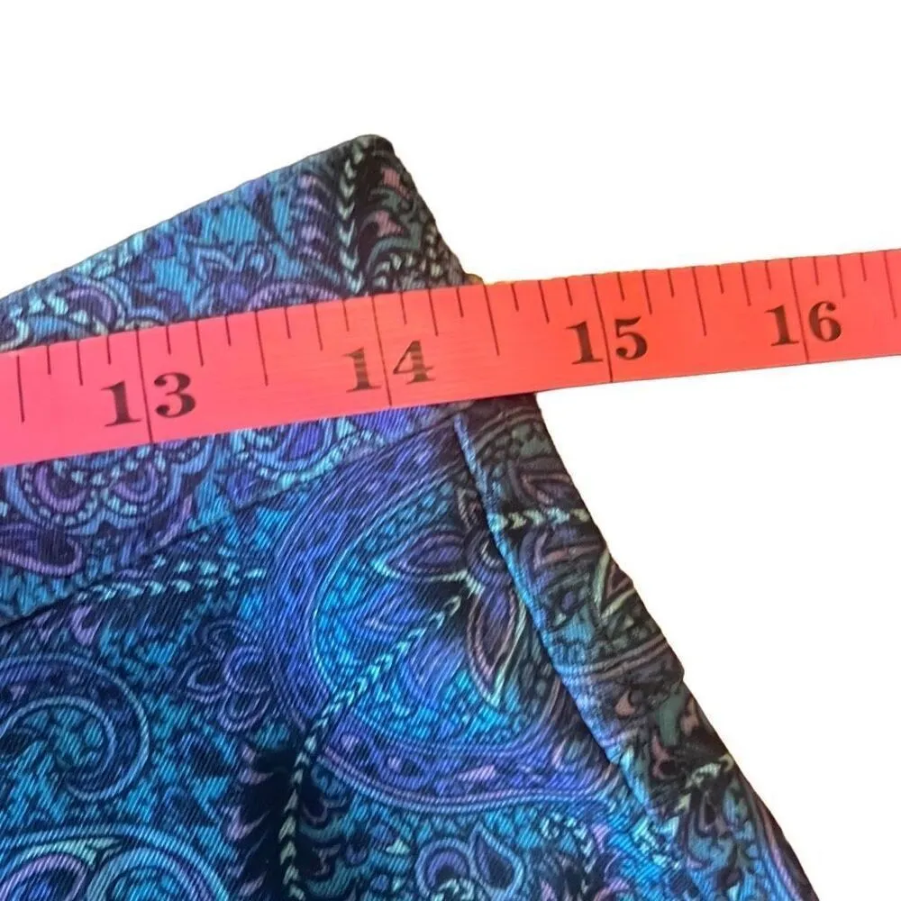 Renfrew Vintage Blue Purple Paisley High Rise Straight Leg Flat Front Pants Sz 6 Blue - Image 9